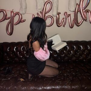 Miscreants Cupid Dress with gloves and pink puffs